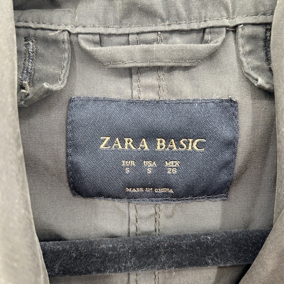 ZARA Basic Army Green Full Zip Snap Button Utility Jacket Size Small - Picture 6 of 6